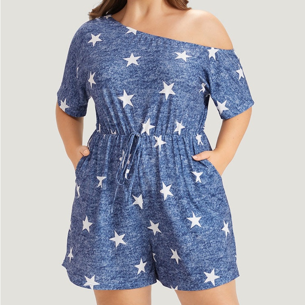 BloomChic Blue Star Print Romper